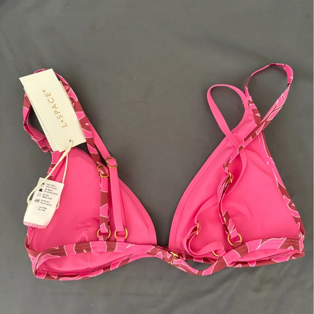 L*SPACE Womens Size S Tiki Tiki Pink Print Finneas Triangle Bikini Top NWT